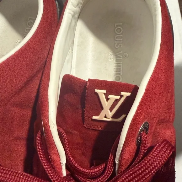 Louis Vuitton Red Suede Sneakers - Picture 2 of 9